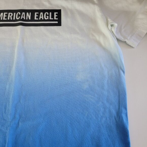 American Eagle Outfitters Tee Shirt Blue White Mens Small Basic Ombre Wash - Picture 10 of 11